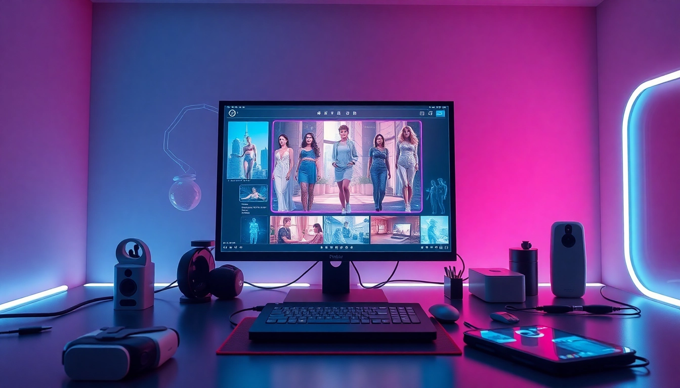 AI-generated imagery of a digital workspace for porn ai content creation, showcasing innovative technology.