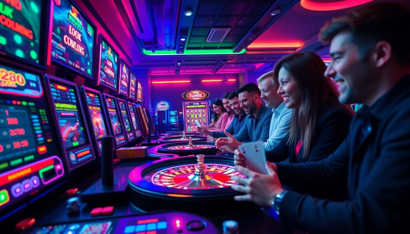 Exciting online gaming experience featuring players engaged with fly88 com casino games in a vibrant setting.