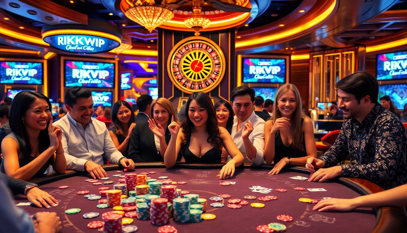 Experience the thrilling atmosphere at RIKVIP with poker chips and cards in play.