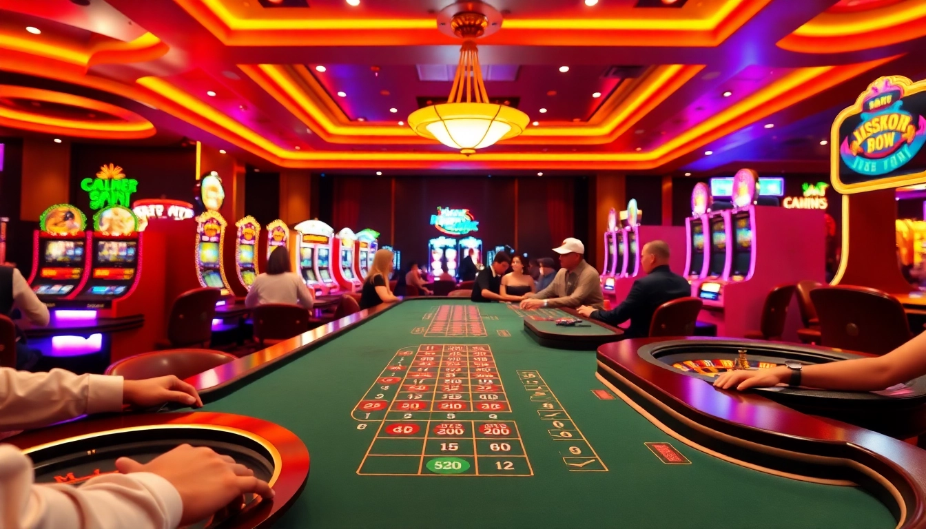 Des joueurs passionnés s'affrontent aux jeux de casino en ligne dans un cadre animé.