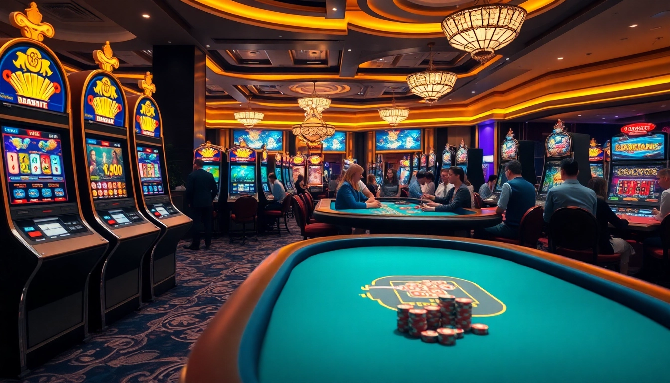 Joueurs profitant d'une expérience immersive dans un casino en ligne, avec blackjack et roulette.