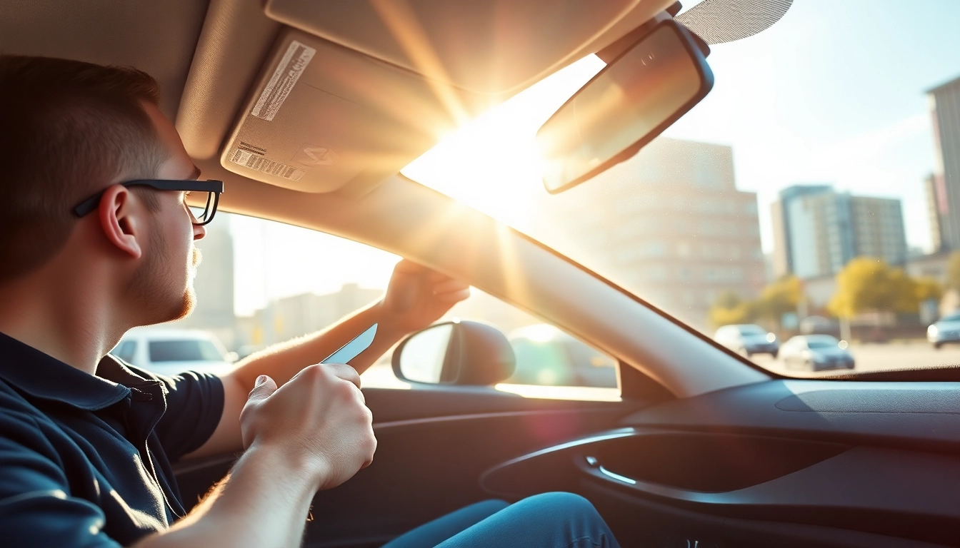 Enhance your ride with professional window tint near me being applied by a skilled technician.