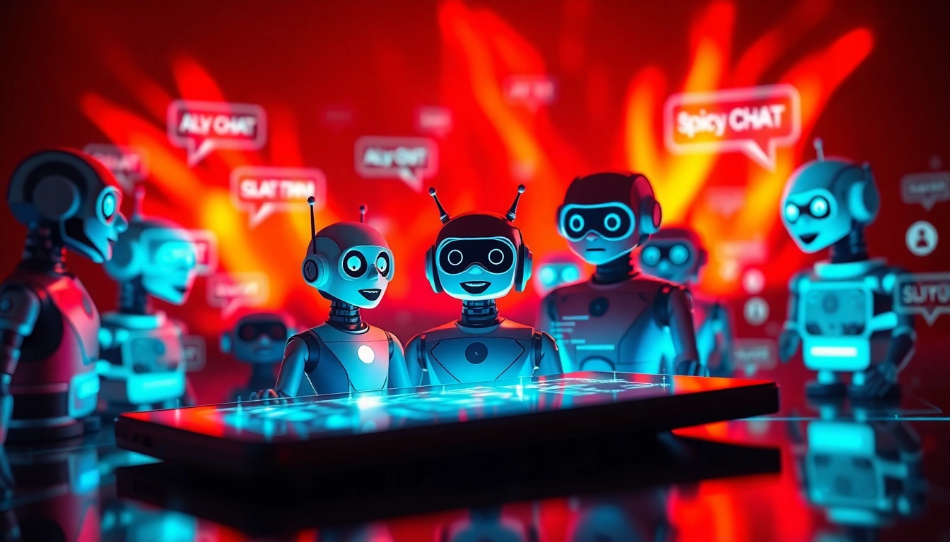 Interactive digital interface showcasing spicy chat ai chatbots with vibrant colors.