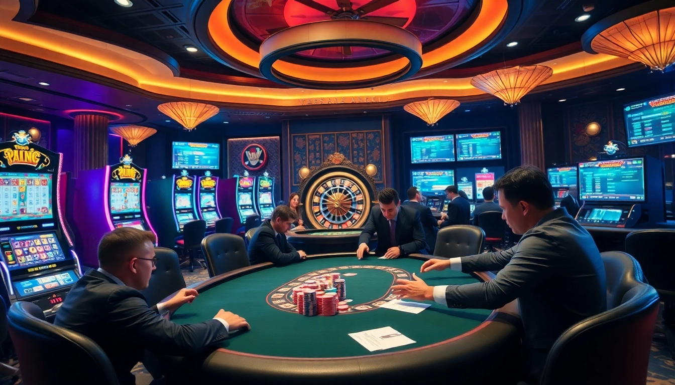 Joueurs engagés en train de se stratégiquer à une table de poker à enjeux élevés dans un environnement de casino en ligne argent réel de luxe.