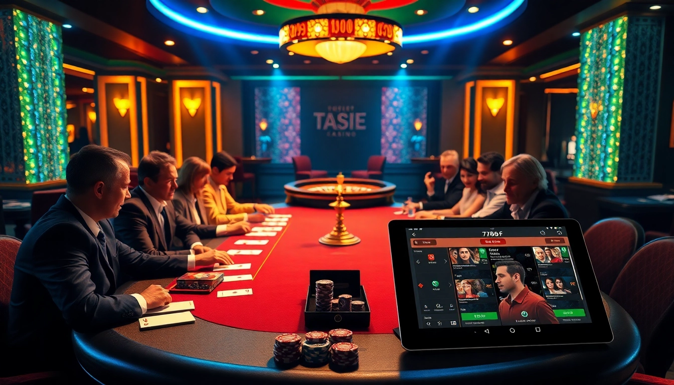 Exciting casino experience featuring players at a poker table showcasing 789f gambling interactions.