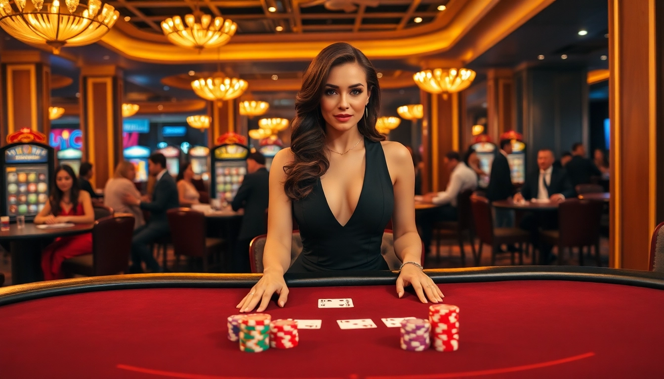 Vibrant casino en ligne france scene with a poker table and professional dealer.